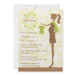 Modern chic green and brown baby shower invitation