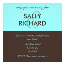 Modern Chocolate & Mint Engagement Party Custom Invite