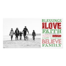 Modern Christmas Photo Card with Subway Art
