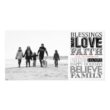 Modern Christmas Photo Card with Subway Art