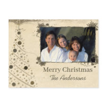 Modern Christmas Tree Family  Photo Postcard