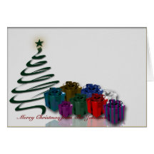 Modern Christmas Tree Graphic w/ Bright Presents Greeting Card