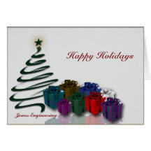 Modern Christmas Tree Graphics w/ Bright Presents Greeting Cards