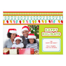 Modern Christmas  Tree Lights Personalized Photo Custom Invite