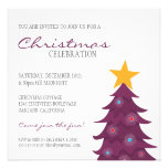 Modern Christmas Tree & Star | Christmas Party Custom Invitations