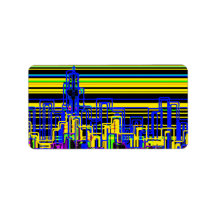 Modern cityscape in black and yellow neon personalized address label