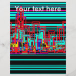 Modern cityscape in red and blue neon flyer design