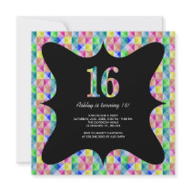 Modern Colourful Sweet 16 Invitations