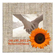Modern Country orange Sunflower burlap wedding Photo Art