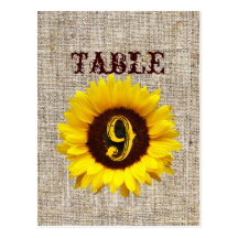 modern country wedding yellow Sunflower burlap Post Card