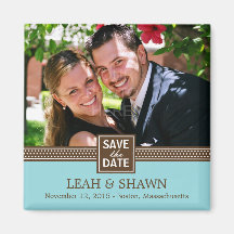 Modern Couple Save The Date Magnet (Turquoise)