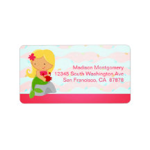 Modern Cute Mermaid Pink Personalized Address Label
