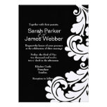Modern Damask Black and White Wedding invitation
