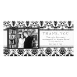 Modern Damask Black & White Thank You Photo Card photo cards