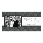 Modern Damask Black & White Thank You Photo Card photo cards