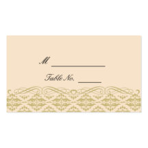 Modern Damask in Ivory Gold Wedding Place Cards Business Card Template