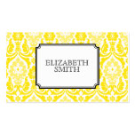 Modern Damask Yellow Black Business Card