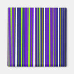 Modern dark blue white and light green stripes magnets