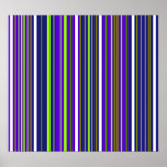 Modern dark blue white and light green stripes posters