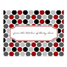Modern Dark Red Gray Black Circles Recipe Cards Postcards