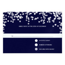 Modern Deep Navy Shooting Stars Wedding RSVP Custom Invitation