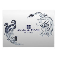 Modern Dragon-Phoenix Chinese Wedding Invitation