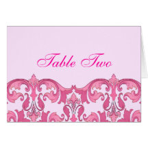 Modern Elegance Pink Damask Wedding Seating Card