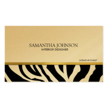 Modern & Elegant Black & Gold Zebra Stripes Business Cards