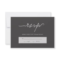Modern Elegant Charcoal Wedding RSVP Personalized Announcement