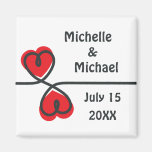 Modern elegant hearts Save the Date magnet