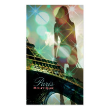 modern elegant paris sparkles silhouette fashion business cards