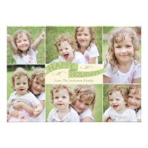Modern Flag Holiday Photo Card - Green Personalized Invitation