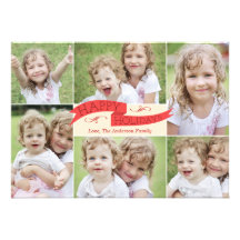 Modern Flag Holiday Photo Card - Red Custom Announcement