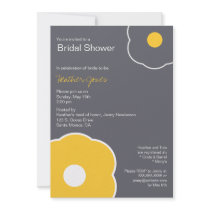 Modern Floral Bridal Shower Invitation Yellow/Grey