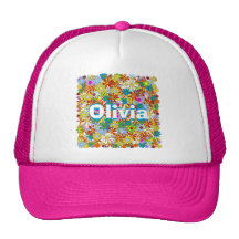 Modern Floral Pattern Bright Colors Mesh Hats