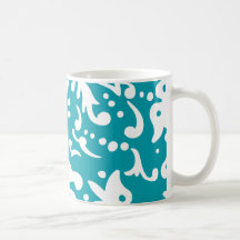 Modern Floral Pattern Gift Retro Blue White Mug