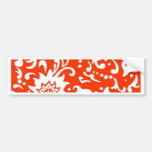 Modern Floral Pattern Gifts Orange White Bumper Stickers