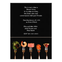 Modern Food on Forks Dinner  Invitation