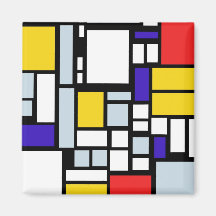 Modern Geometric Design, Primary Colours Fridge Magnet
