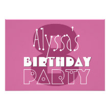 Modern Girls 8th Birthday Pink Stars Ver 002 W678 Personalized Invitation