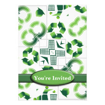 Modern Go Green & Recycle Collage Monogram Cards