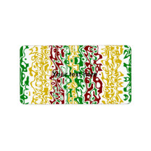 Modern gold burgundy green psychedelic personalized address labels