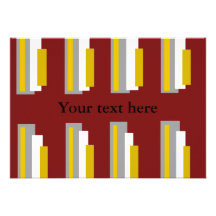 Modern gold white grey rectangles on burgundy personalized invitations
