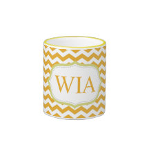 modern golden chevron stripes monogram initials coffee mug