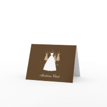 Modern Gown Bridal Shower Thank You Card - Latte