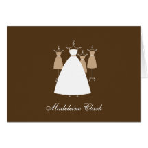 Modern Gown Bridal Shower Thank You Card - Latte