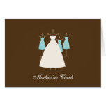 Modern Gown Bridal Shower Thank You Card Turquoise