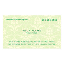 Modern Green and White Damask Business Card