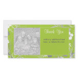 Modern Green and White Floral Photocard Personalized Photo Card