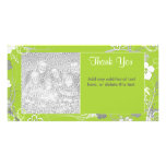 Modern Green and White Floral Photocard Personalized Photo Card
